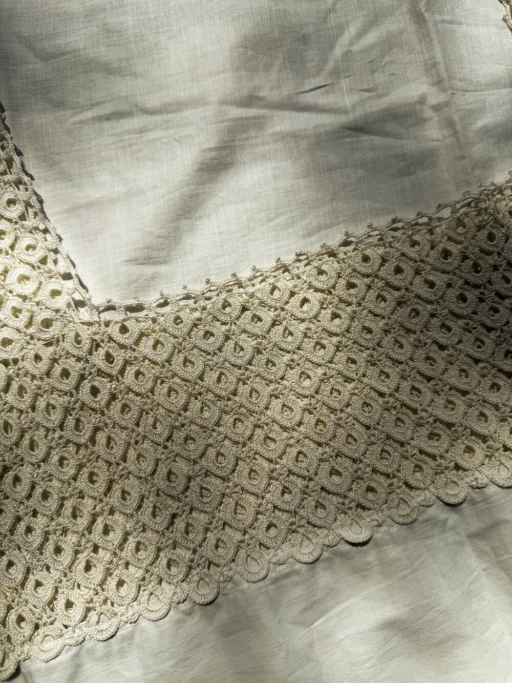 Antique 1920's Vintage Lace & Linen Dress - Picture 7 of 7